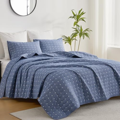 ENJOHOS 100 Cotton Reversible Cal King Quilt Set