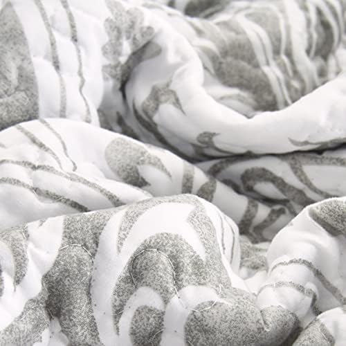 Tache Gray White Ogee Damask Quilt Set - 3 Piece California King