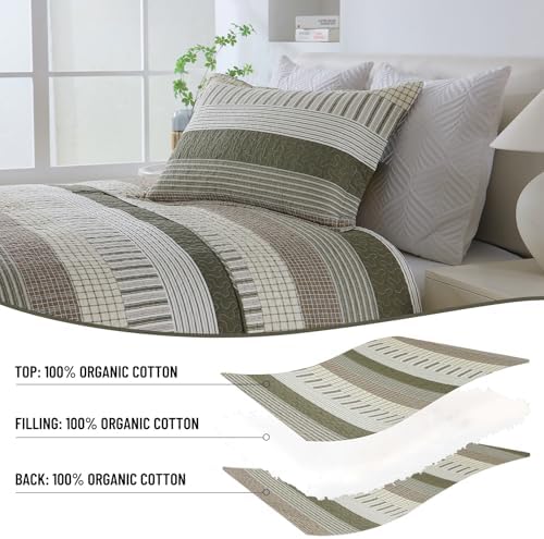 CozyQQ Striped Farmhouse King Quilt Set