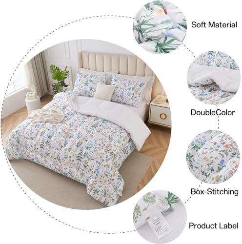 3 Piece Garden Floral Comforter Set with Pillow Cases