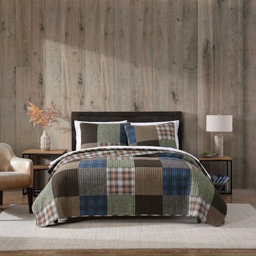 Eddie Bauer King Quilt Set - Classic Patchwork Green