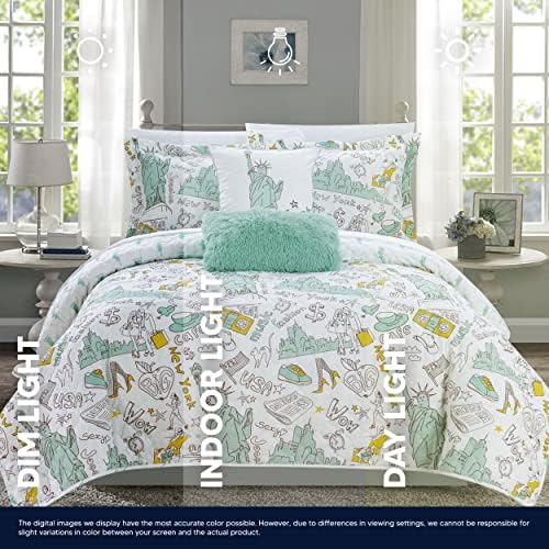 Chic Home New York 5 Piece Reversible Quilt Set - Purple