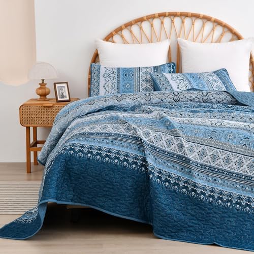 WONGS BEDDING Boho Striped Quilt Set Full Size 3 Pieces