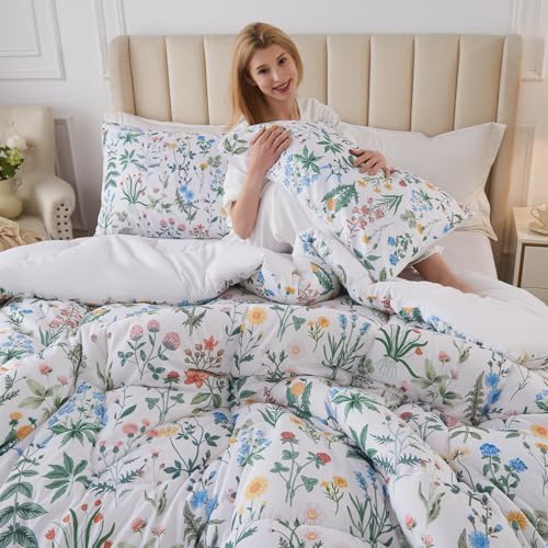 3 Piece Garden Floral Comforter Set with Pillow Cases