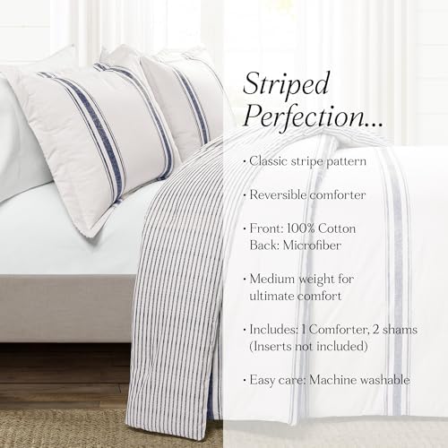 Lush Decor Farmhouse Stripe Reversible Comforter Set