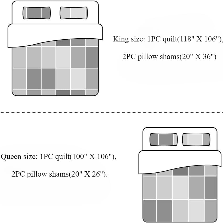 MarCielo 3-Piece Cotton Bedspread Quilt Set