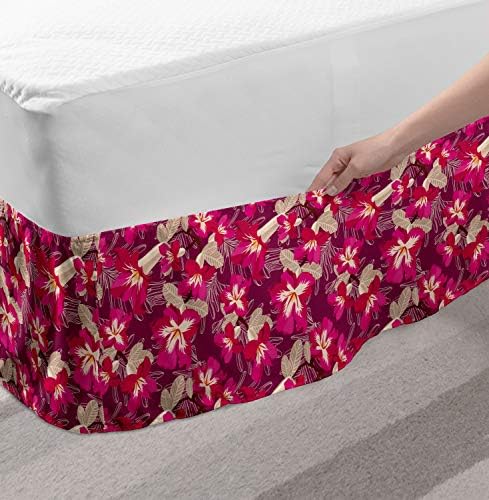 Lunarable Floral Bedskirt - TwinTwin XL Magenta and Tan 1