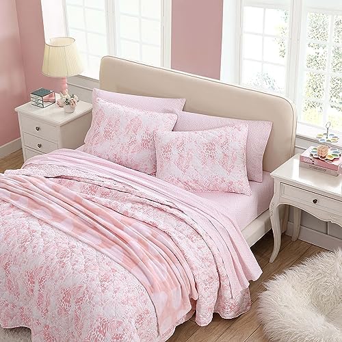 Betsey Johnson Quilt Set Butterfly Ombre Pink Queen