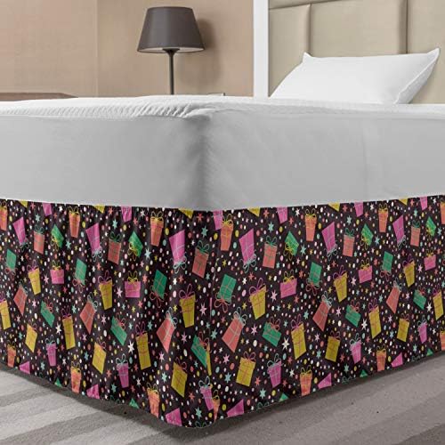 Lunarable Celebration Elastic Bed Skirt with Stars Circles