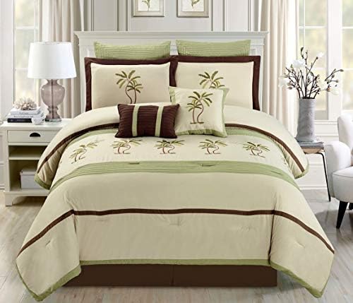 Grand Linen 8 Piece Tropical Palm Tree Comforter Set Cal King