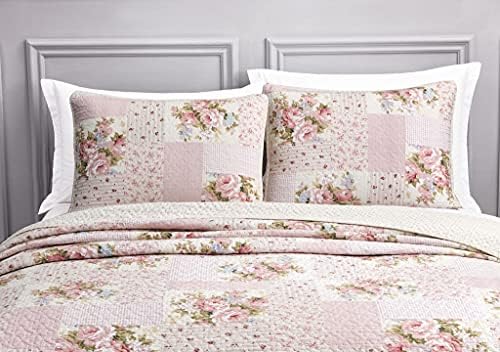 Chezmoi Collection Rosy 3-Piece Patchwork Quilt Set 1