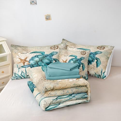 Merryword 8-Piece Ocean Turtle Bed In A Bag