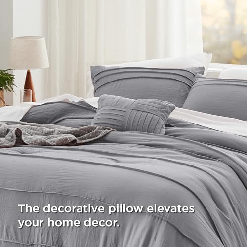 Bedsure Full Comforter Set - 4 Piece Grey Boho Bedding 1