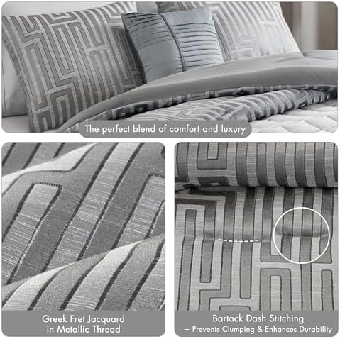 Madison Park Cal King Jacquard Comforter Set Grey 5 Piece