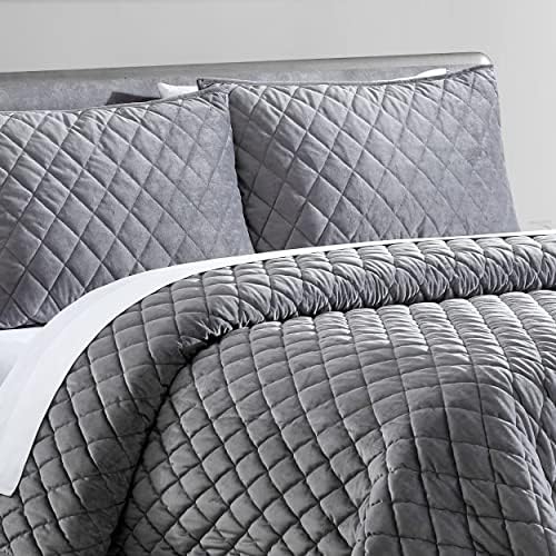 Vera Wang Queen Quilt Set Charcoal Grey