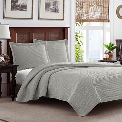 Tommy Bahama Chevron Quilt Set Twin Pelican Gray