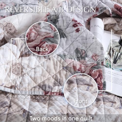 Camandy Cotton Reversible Quilt Bedding Set 3 Pieces King Size