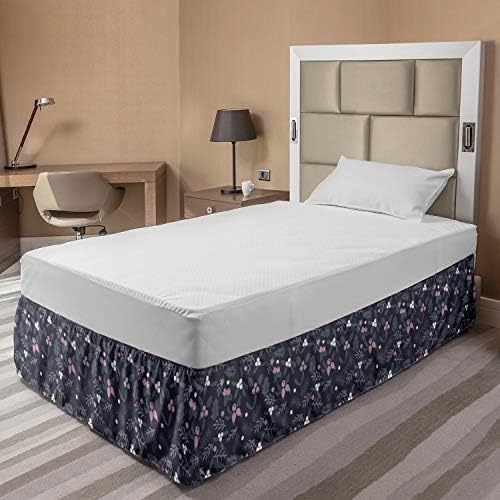 Lunarable Christmas Bed Skirt with Mistletoe Print