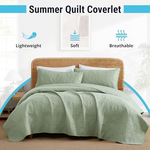 HLCME Benji 3-Piece Quilt Set Sage Green