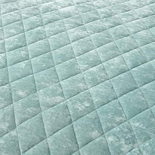 Fredsure Distressed Velvet Quilt Set - Sage Green King 3 Piece