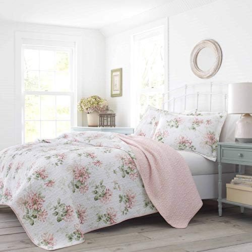 Laura Ashley Queen Quilt Set Honeysuckle Pink