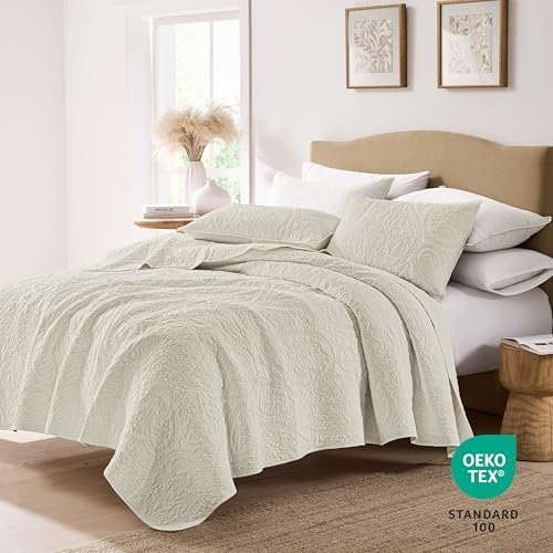 Palassio Beige Paisley Cotton Quilt Set King Size
