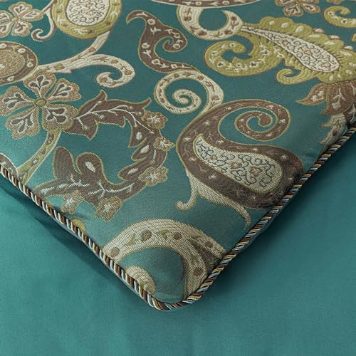 Chezmoi Adelle 7-Piece Paisley Comforter Set California King Teal 1