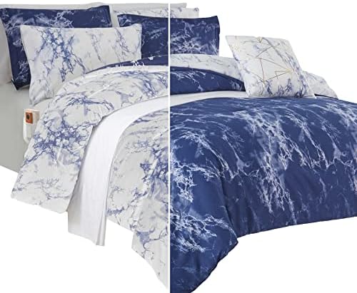 Elegant Comfort Reversible 10-Piece Comforter Set with Marble Print