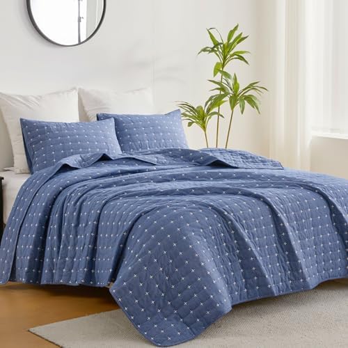ENJOHOS 100 Cotton Reversible Cal King Quilt Set