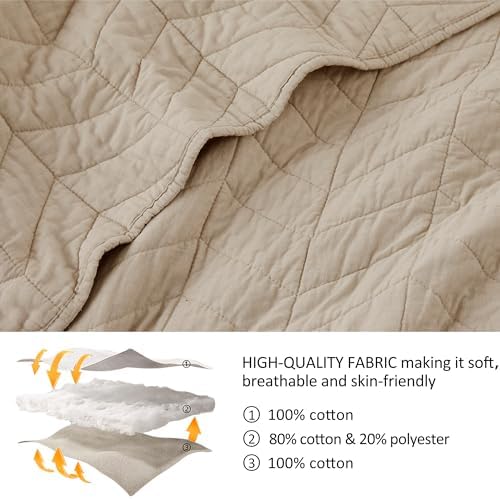 Palassio Dark Beige Cotton Quilt Set for King Size Bed