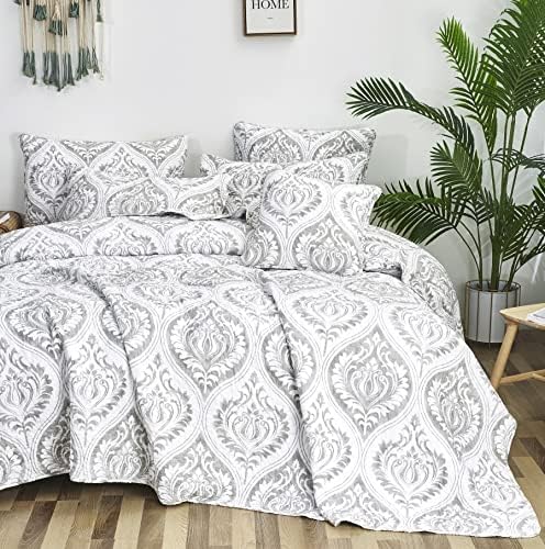 Tache Gray White Ogee Damask Quilt Set - 3 Piece California King