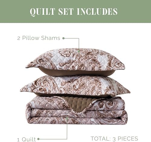 Elegant Comfort 3-Piece Reversible Quilt Set - California King Taupe