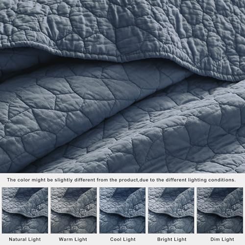 RSHARE 100 Cotton Cal King Quilt Set Blue Grey 1