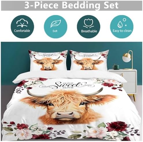 Highland Cow Comforter Set Queen Size