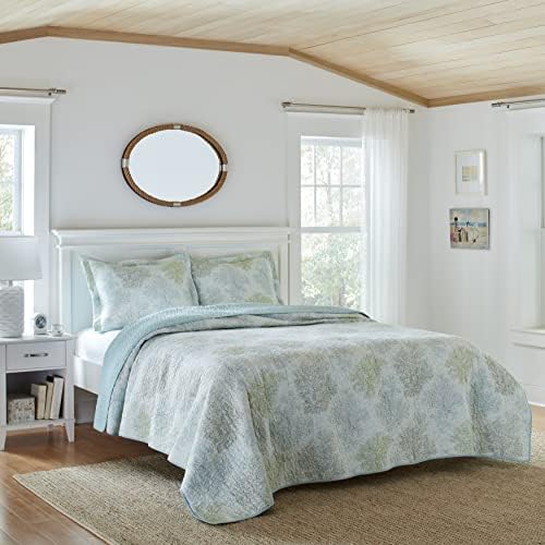 Laura Ashley King Quilt Set with Shams Saltwater Blue