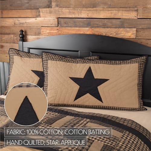 VHC Brands Black Check Star Quilt Set 5 Piece