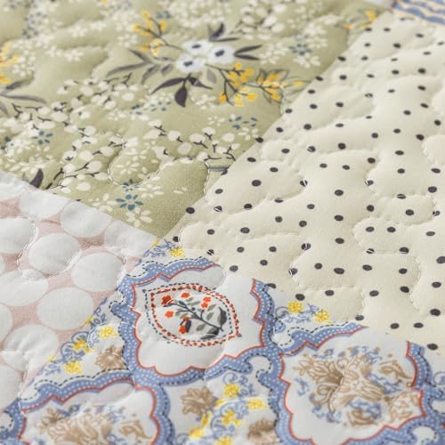 HoneiLife Queen Quilt Bedding Set - Rustic Patchwork 3-Piece 90x96