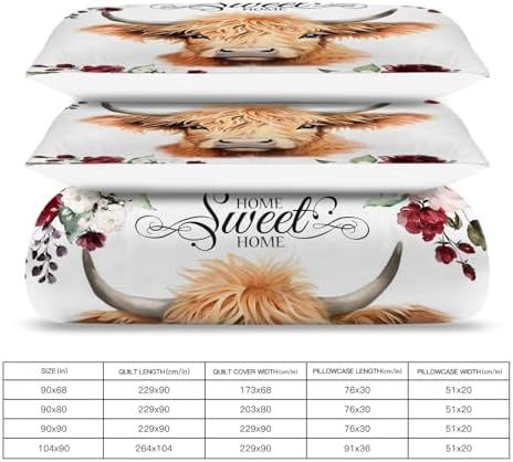 Highland Cow Comforter Set Queen Size