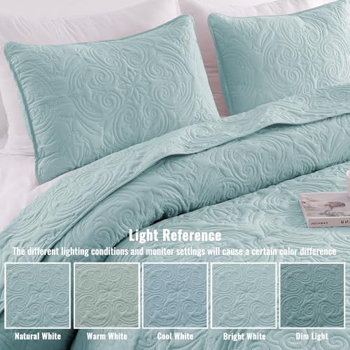 Exclusivo Mezcla Quilt Set Twin Size - Light Blue