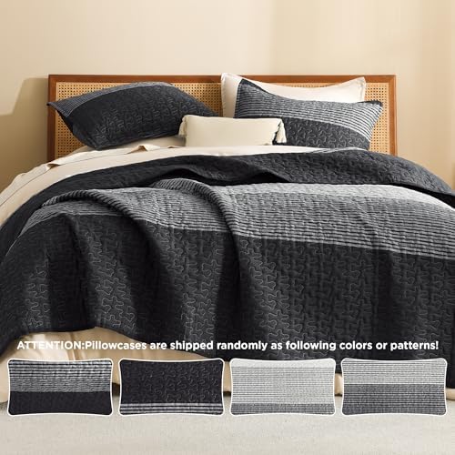 Litanika California King Quilt Set Stripe Design