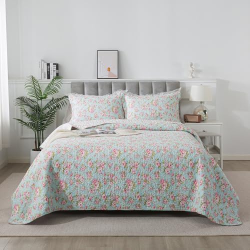 Brandream 3-Piece Shabby Chic Floral Quilt Set