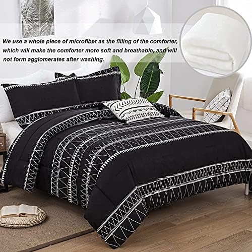 WONGS BEDDING Black Comforter Set Full 3 Pieces