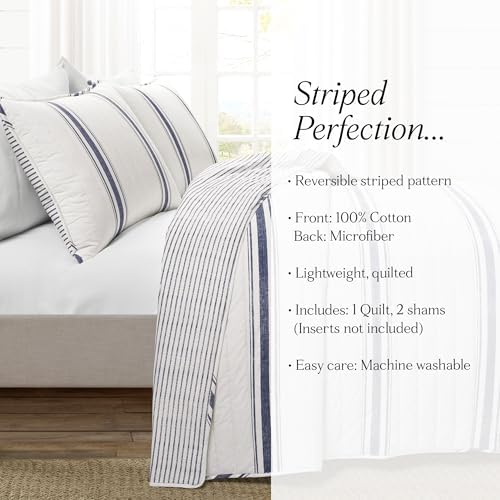Lush Decor Farmhouse Stripe Reversible Quilt Set - KingCalifornia King