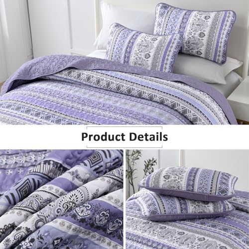 Goodidea Lilac Boho Quilt Set King Size 3 Piece