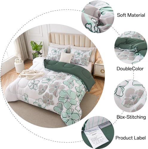 3 Piece King Size Comforter Set with Leaf Print