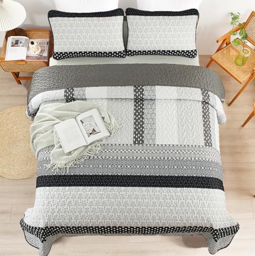 WONGS BEDDING Boho Stripe Queen Quilt Set 3 Piece