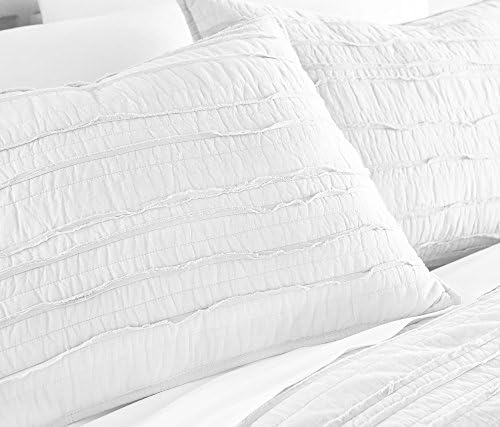 Chezmoi Katy 3-Piece Cotton Quilt Set Queen White 1