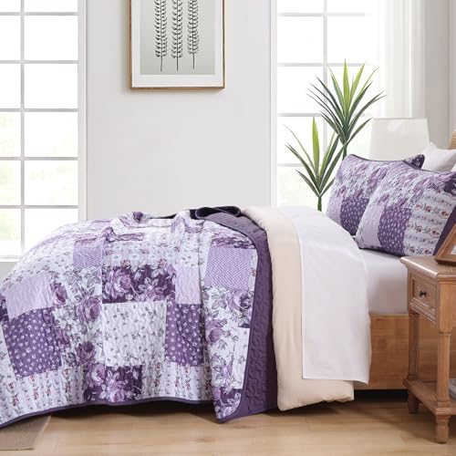 Anibedding 3 Piece Floral Quilt Set Queen Size