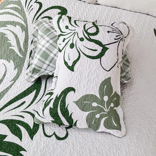 EVENHUG 4 Piece Floral Quilt Set Queen Size