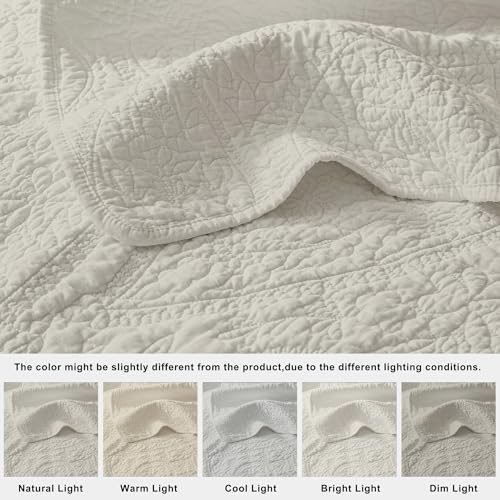 Palassio Beige Paisley Cotton Quilt Set King Size